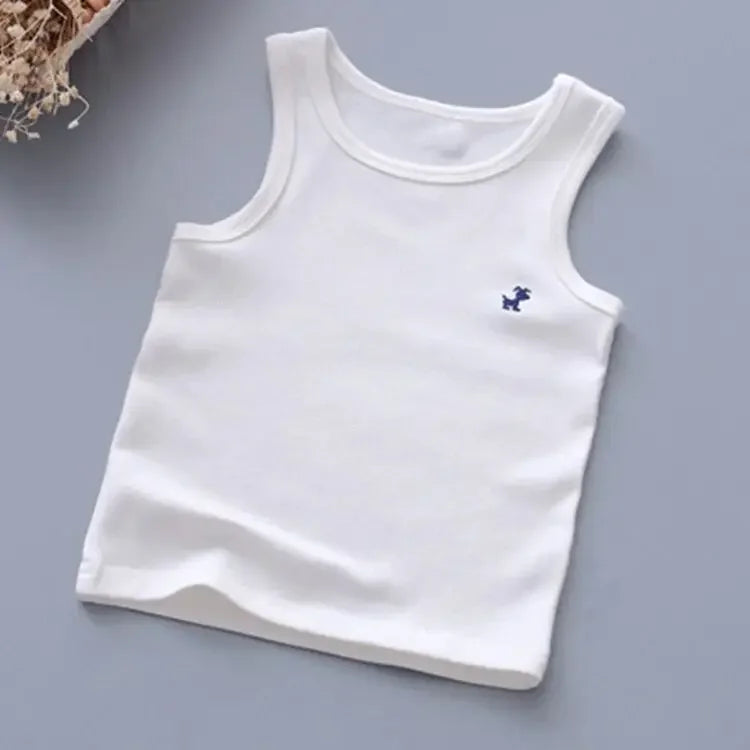 Camisetas de moda para niños y niñas, camiseta gráfica de Color caramelo para bebés, camisetas sin mangas, ropa de verano para niños