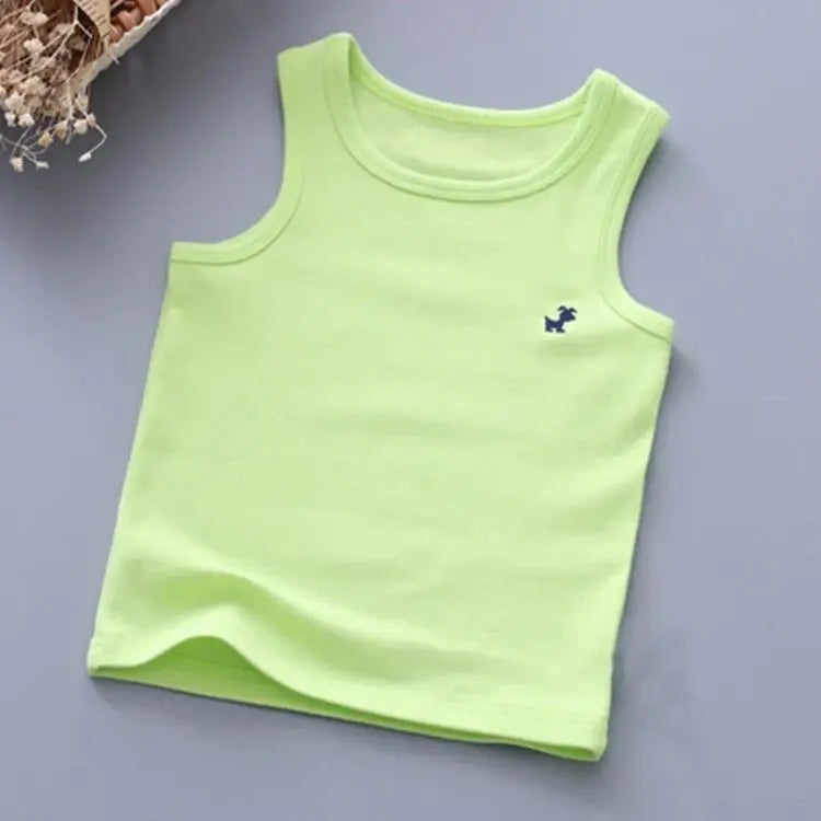 Camisetas de moda para niños y niñas, camiseta gráfica de Color caramelo para bebés, camisetas sin mangas, ropa de verano para niños