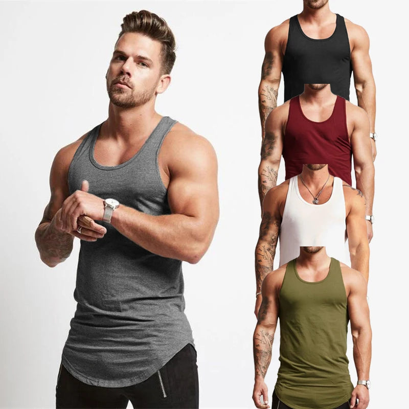Quality Cotton Sportswear Fitness Undershirts Blank Tank Top With Logo Low MOQ Men Sleeveless Summer Vest Sports Tank Tops