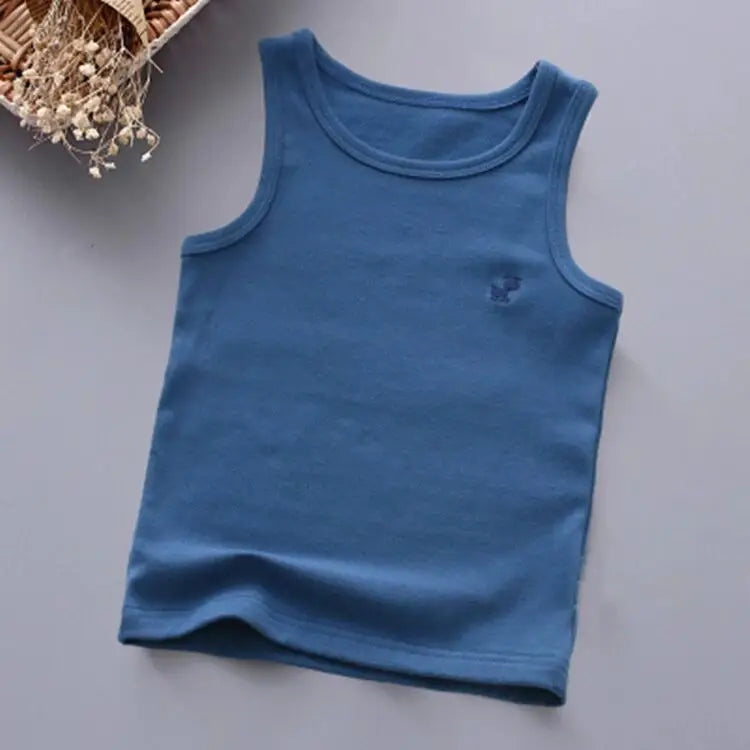 Camisetas de moda para niños y niñas, camiseta gráfica de Color caramelo para bebés, camisetas sin mangas, ropa de verano para niños