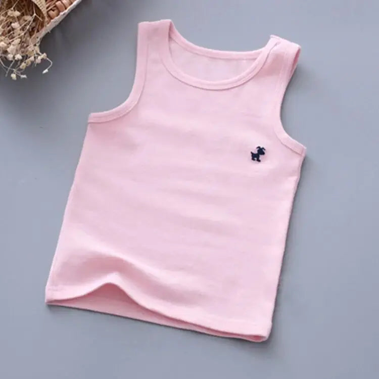 Camisetas de moda para niños y niñas, camiseta gráfica de Color caramelo para bebés, camisetas sin mangas, ropa de verano para niños