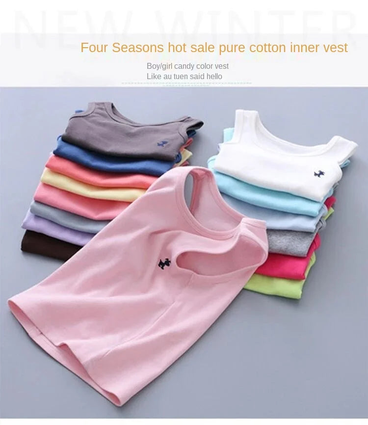 Camisetas de moda para niños y niñas, camiseta gráfica de Color caramelo para bebés, camisetas sin mangas, ropa de verano para niños