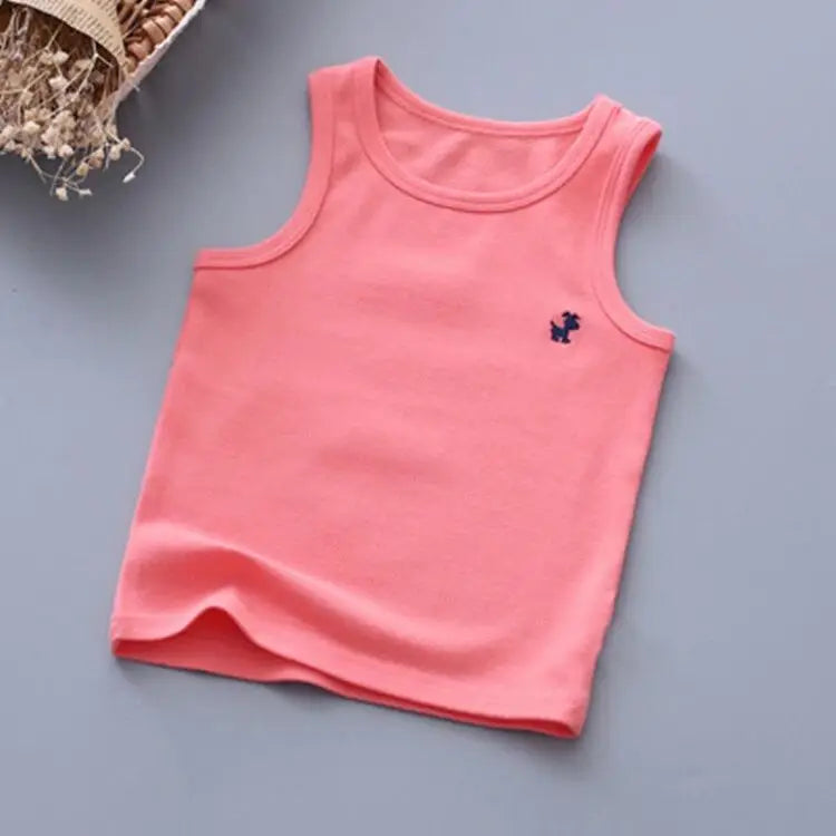 Camisetas de moda para niños y niñas, camiseta gráfica de Color caramelo para bebés, camisetas sin mangas, ropa de verano para niños
