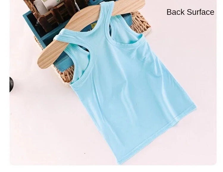 Camisetas de moda para niños y niñas, camiseta gráfica de Color caramelo para bebés, camisetas sin mangas, ropa de verano para niños