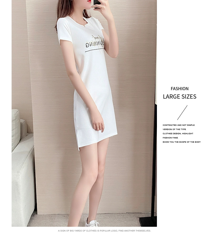 Summer Straight Minimalist Casual Letter Short Sleeve T-shirt Skirt
