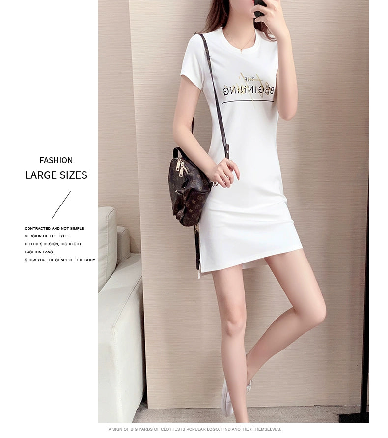 Summer Straight Minimalist Casual Letter Short Sleeve T-shirt Skirt