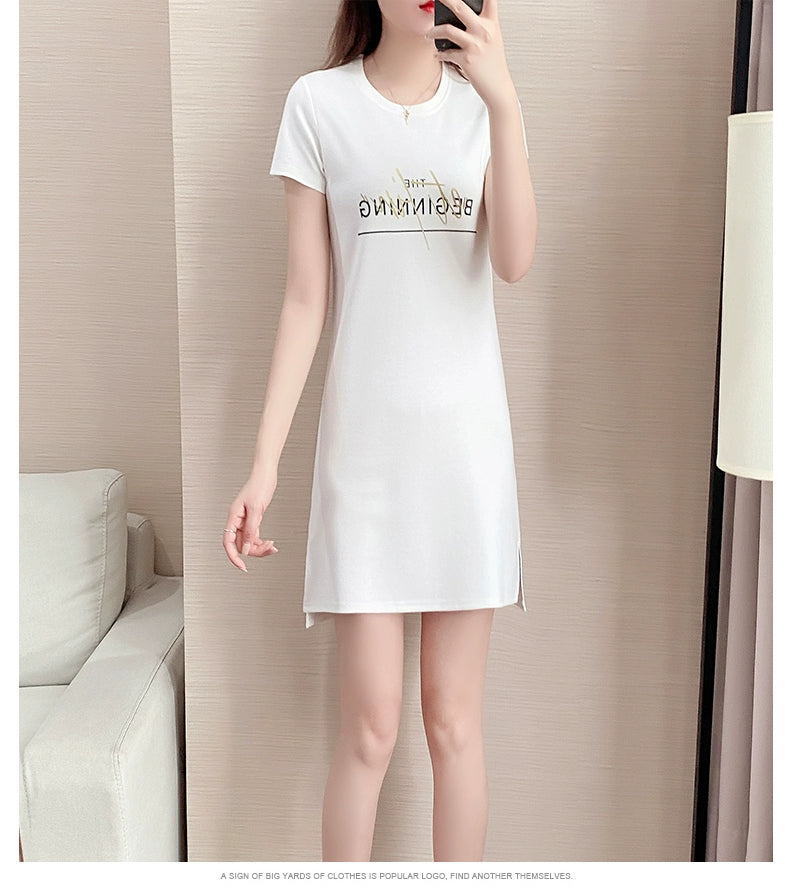 Summer Straight Minimalist Casual Letter Short Sleeve T-shirt Skirt