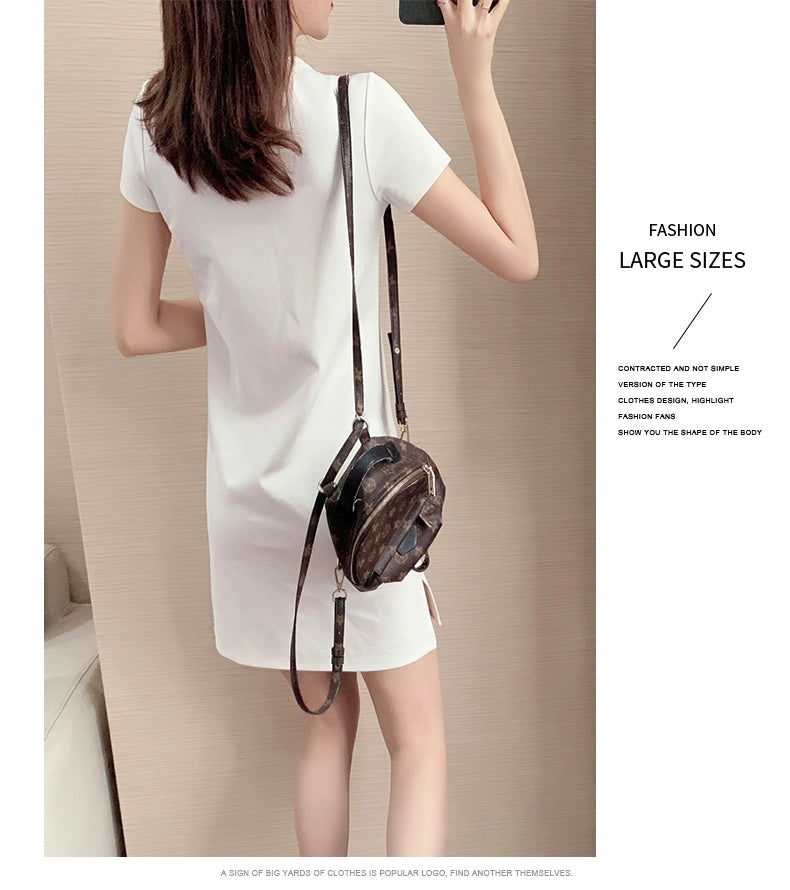 Summer Straight Minimalist Casual Letter Short Sleeve T-shirt Skirt