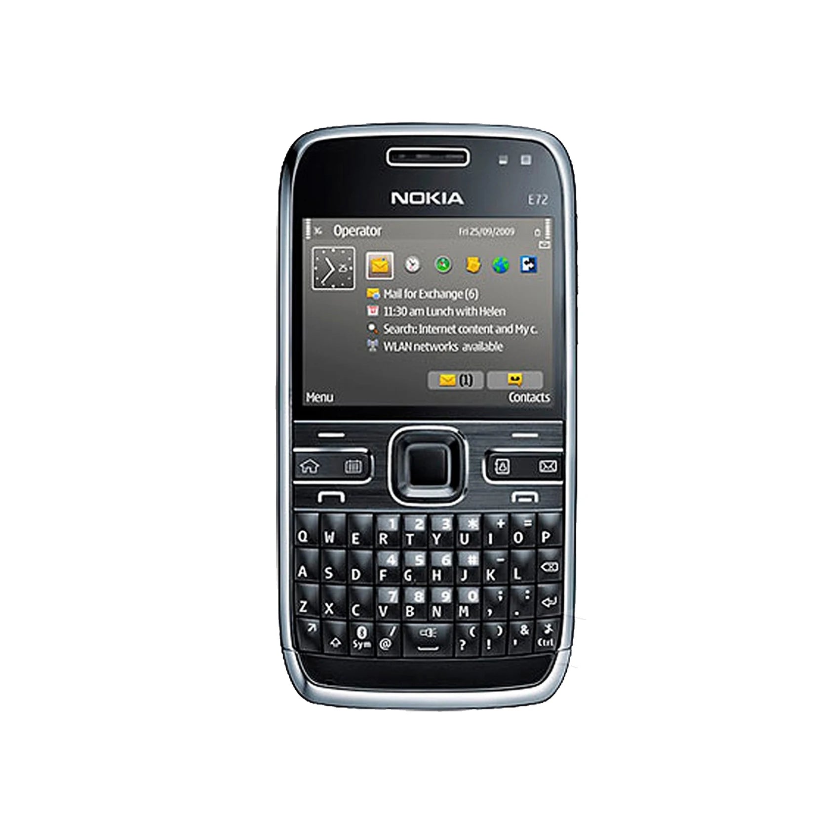 Teléfono móvil E72 desbloqueado fabricado en Finlandia, cámara GSM 2G 3G 5MP, resolución de pantalla 240x320, compatible con teléfono usado en varios idiomas