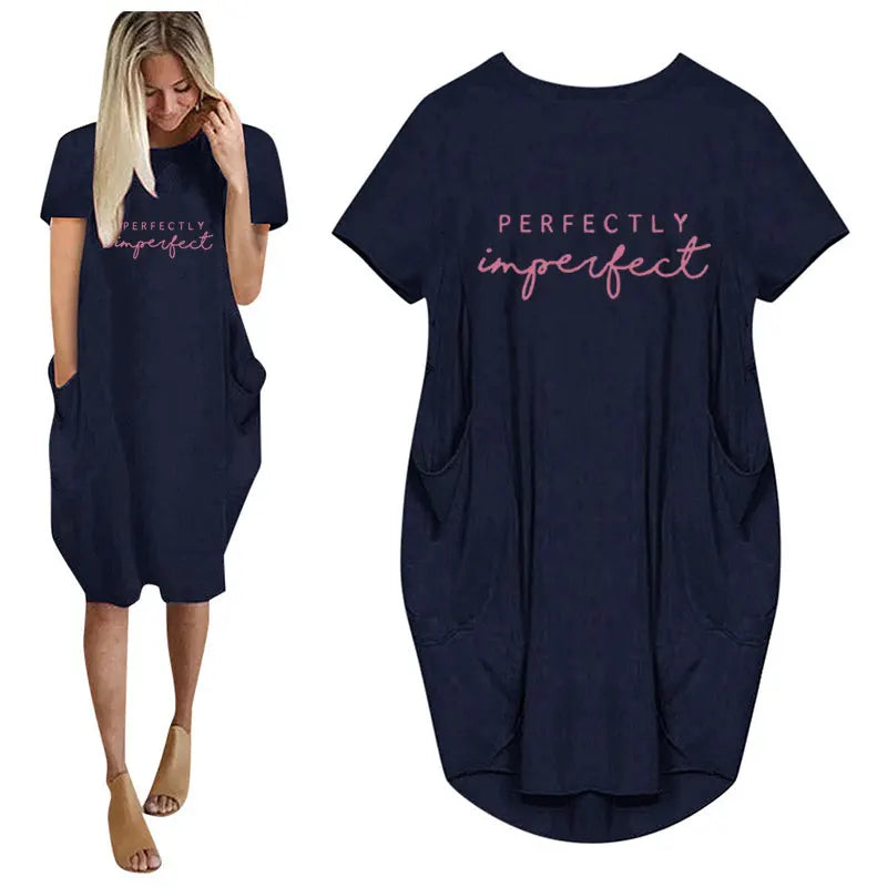 Vestido holgado de manga corta de verano para mujer, vestido de talla grande con bolsillo, estilo camiseta, Mini Vestidos informales sueltos de verano