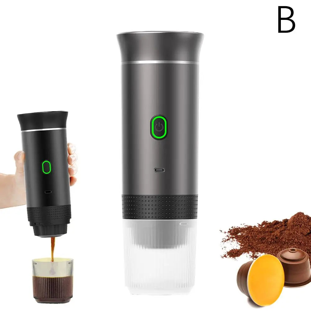 Cafetera eléctrica portátil, máquina de café expreso italiana portátil para coche y hogar, cafetera de viaje en polvo con cápsulas 3 en 1