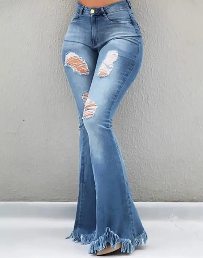 Pantalones vaqueros de cintura alta para mujer, Jeans de moda de otoño, informales, lisos, ajustados, diarios, largos, con fondo de campana, con cinturón, 2022