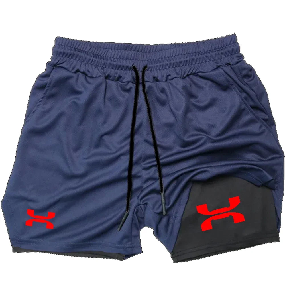 Pantalones cortos deportivos 2 en 1 para hombre, pantalones cortos de secado rápido para entrenamiento, gimnasio, Fitness, trotar, Verano