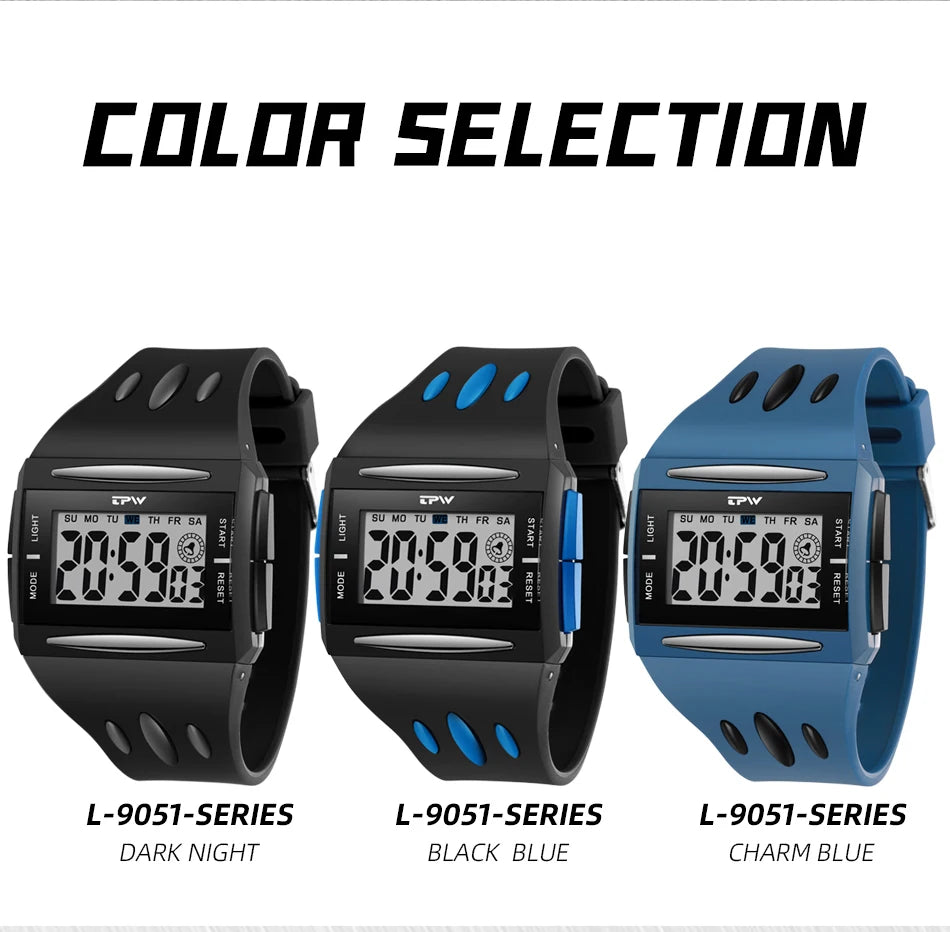 Reloj Digital de tendencia a la moda para niños jóvenes, nuevo reloj electrónico multifuncional luminoso resistente al agua con pantalla grande para hombres