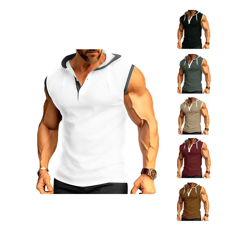 Nuevo Chaleco de verano para hombre, chaleco con capucha pesado, camiseta informal sin mangas a la moda