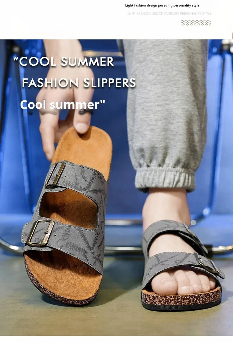 Sandalias de playa, sandalias de cuero para hombre, zapatillas cómodas de diseñador para hombre, zapatos de marcas originales, zapatos de verano para hombre 2025