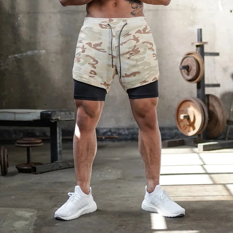 Pantalones cortos para correr 2 en 1 para hombre, pantalones cortos deportivos de dos pisos, ropa deportiva para gimnasio, pantalones cortos para entrenamiento y trotar, ropa para hombre