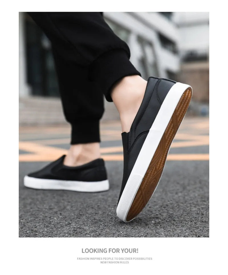 Zapatos Informales De Cuero Para Hombre, Calzado Plano Conciso, Mocasines Sin Cordones, 2 Colores, Moda De Primavera, Novedad