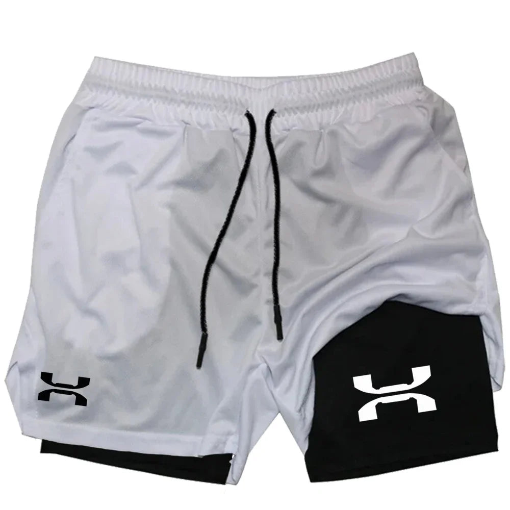 Pantalones cortos deportivos 2 en 1 para hombre, pantalones cortos de secado rápido para entrenamiento, gimnasio, Fitness, trotar, Verano