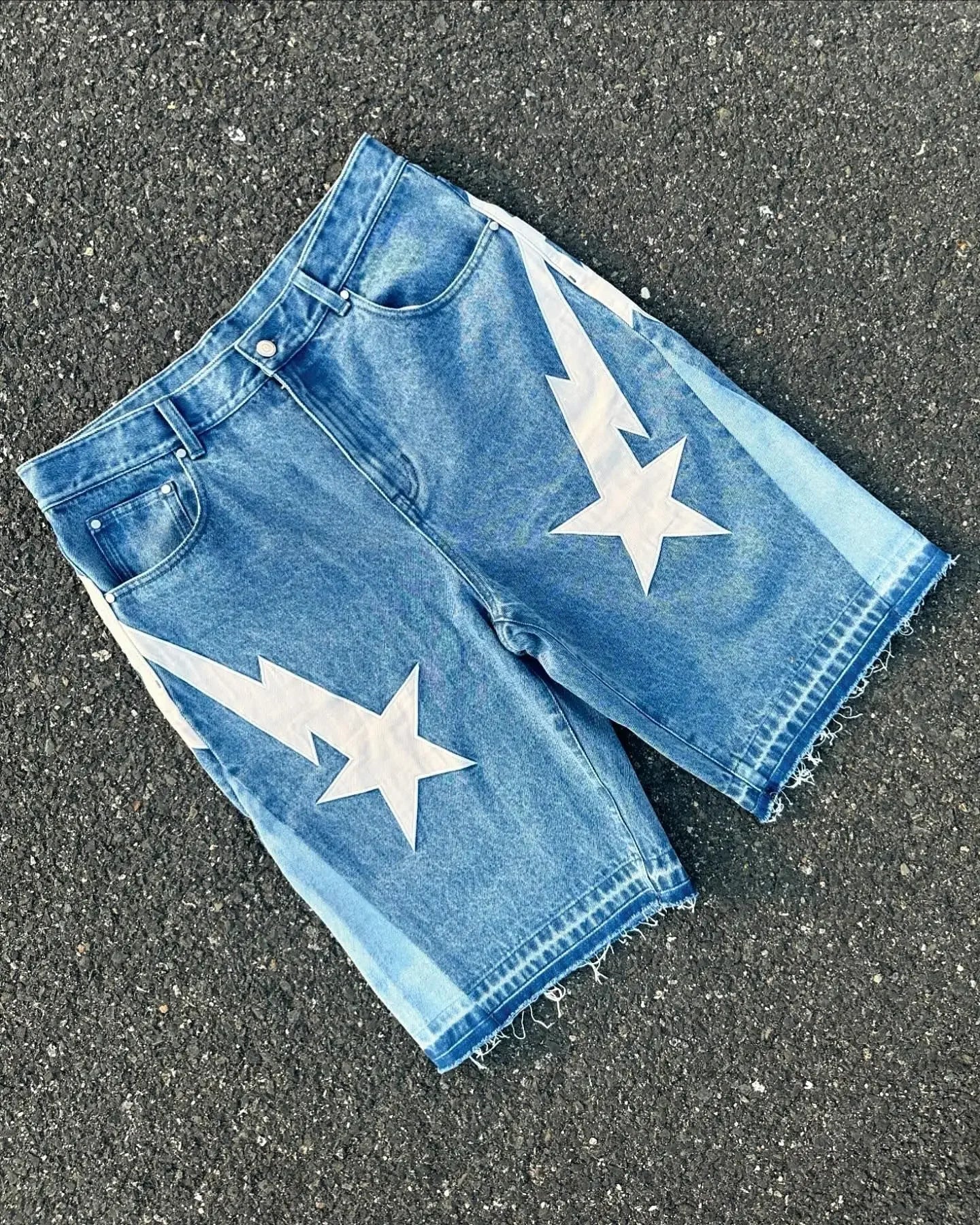 Tendencia de la moda americana, pantalones vaqueros de pierna ancha estilo callejero para hombres, pantalones vaqueros holgados bordados Y2k, pantalones cortos casuales góticos punk High street