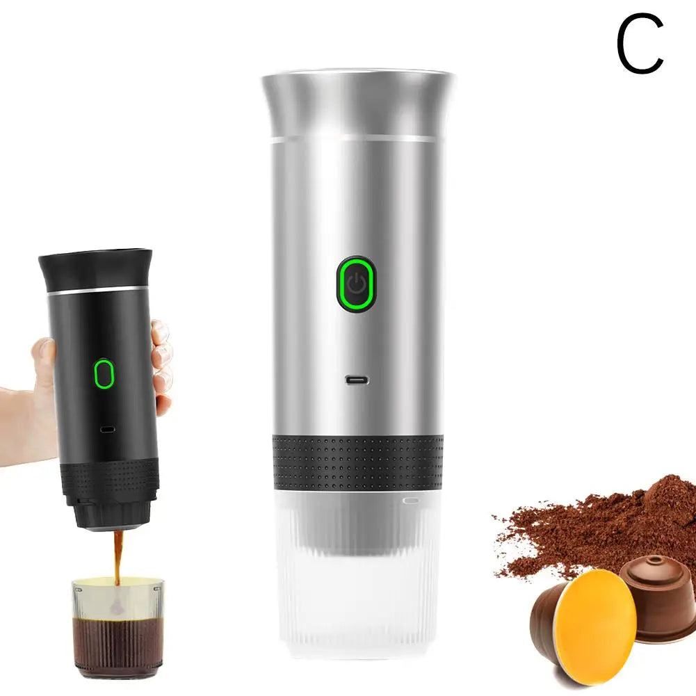 Cafetera eléctrica portátil, máquina de café expreso italiana portátil para coche y hogar, cafetera de viaje en polvo con cápsulas 3 en 1