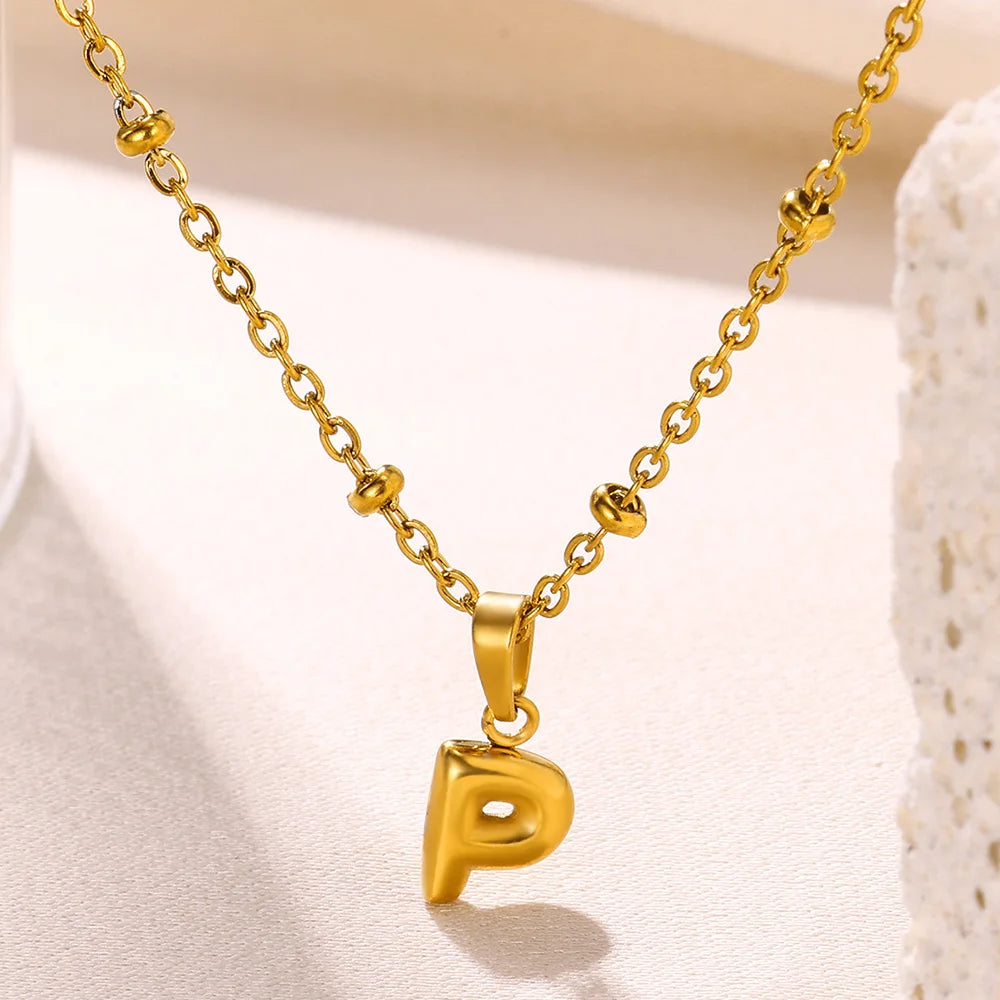 Mini Collares con letras bonitas de acero inoxidable para Mujer, accesorios de joyería minimalistas de Color dorado, Collares para Mujer Tendencia 2024
