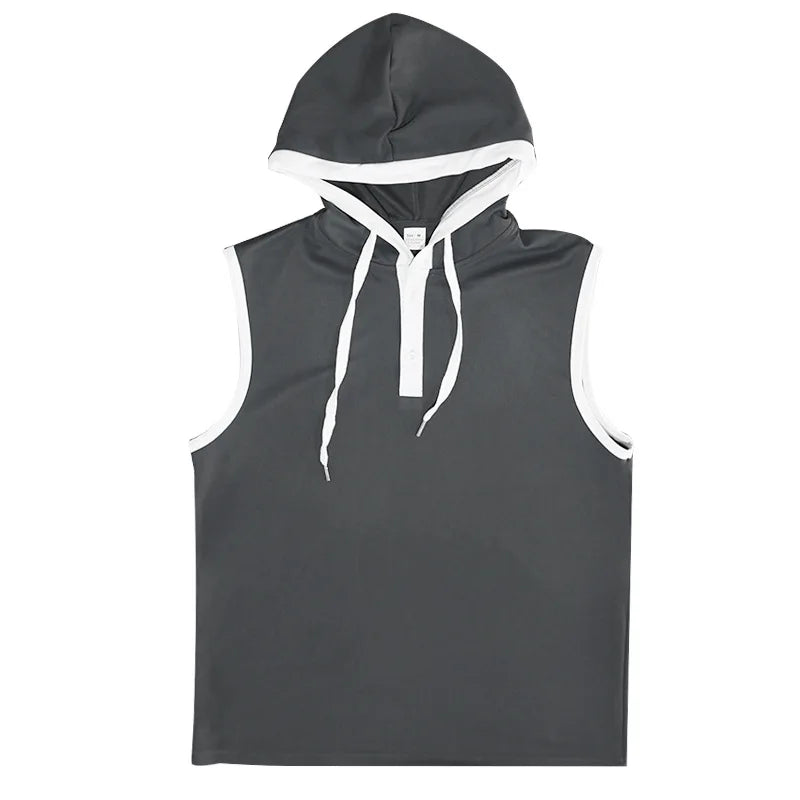 Nuevo Chaleco de verano para hombre, chaleco con capucha pesado, camiseta informal sin mangas a la moda