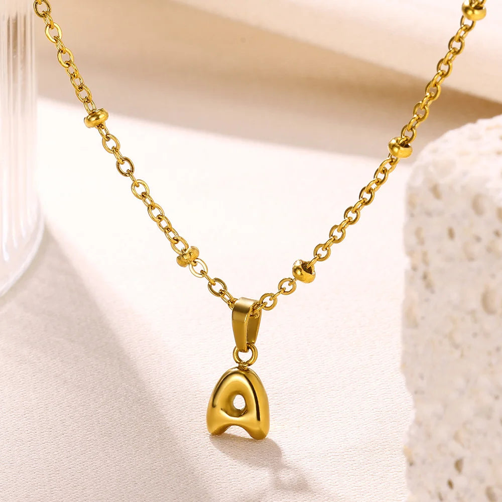 Mini Collares con letras bonitas de acero inoxidable para Mujer, accesorios de joyería minimalistas de Color dorado, Collares para Mujer Tendencia 2024