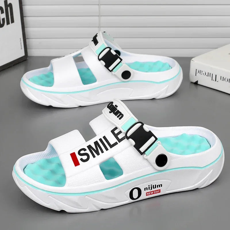 2025 nuevas zapatillas de masaje para hombres, sandalias para interiores y exteriores, zuecos deslizantes suaves y cómodos para la playa, zapatos casuales, Zapatillas de casa para hombres y mujeres