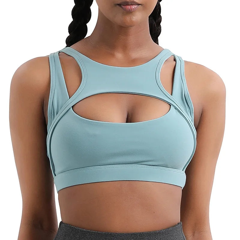 Ropa interior deportiva que absorbe los golpes para mujer, correr de alta intensidad, fitness, sujetador de yoga, sensación desnuda, sujetador de talla grande
