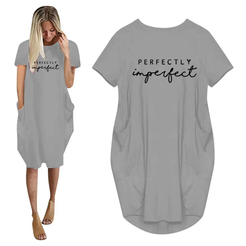 Vestido holgado de manga corta de verano para mujer, vestido de talla grande con bolsillo, estilo camiseta, Mini Vestidos informales sueltos de verano