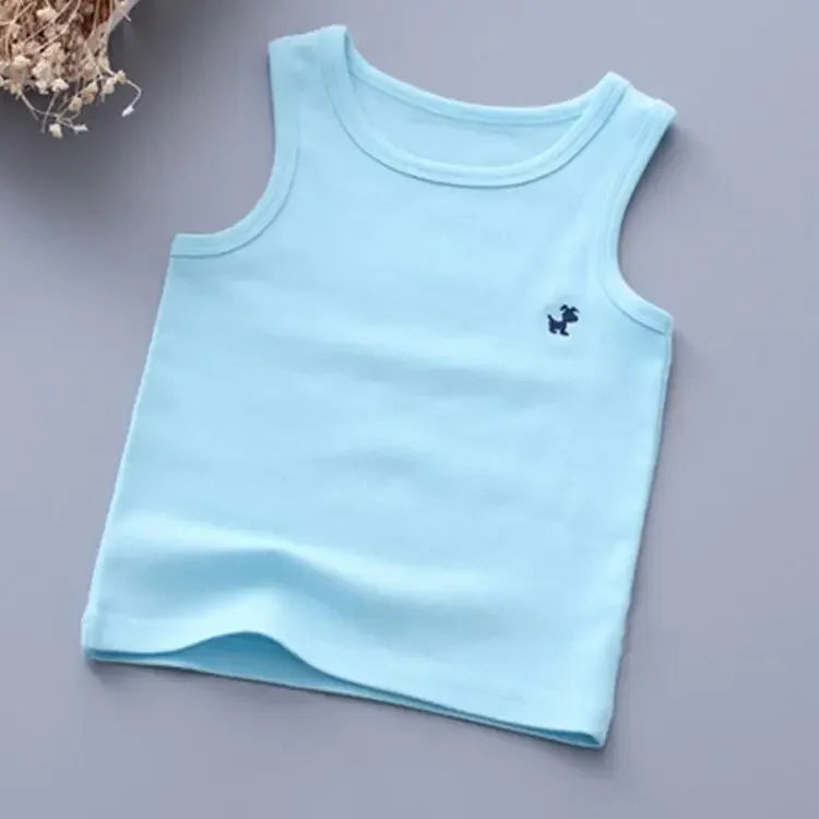 Camisetas de moda para niños y niñas, camiseta gráfica de Color caramelo para bebés, camisetas sin mangas, ropa de verano para niños