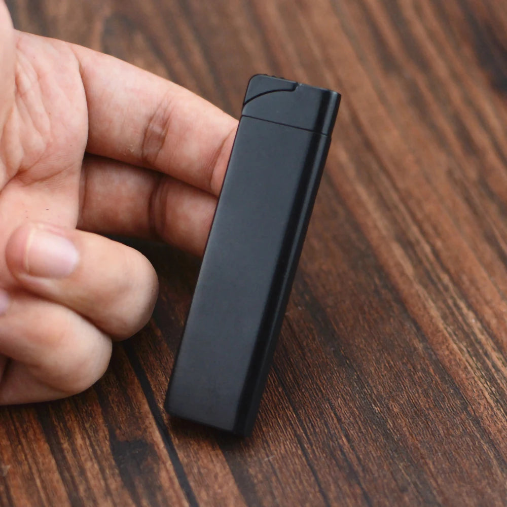 Encendedor de Cigarrillos de Gas butano inflable ultrafino, antorcha a prueba de viento, Encendedor de Metal, herramientas para fumar, Mini encendedor novedoso de regalo