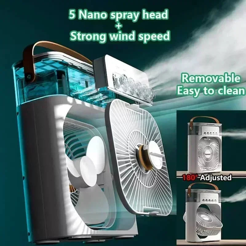 Nuevo ventilador 3 en 1, aire acondicionado, Mini enfriador de aire para el hogar, luz LED nocturna, humidificador portátil, ventilador de ajuste de aire, ventilador para oficina y hogar