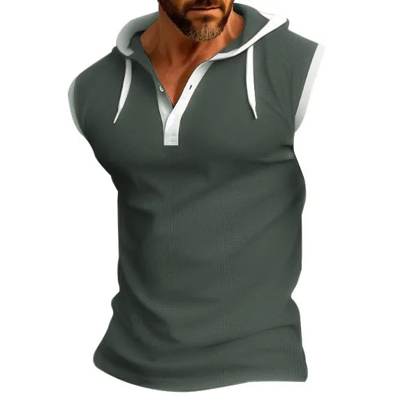 Nuevo Chaleco de verano para hombre, chaleco con capucha pesado, camiseta informal sin mangas a la moda