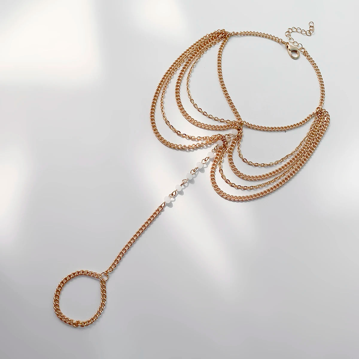 Nueva playa descalzo sandalia joyería elegante novia Sexy mujer moda encanto capa cadena enlace cuentas de cristal pie tobillera pulsera