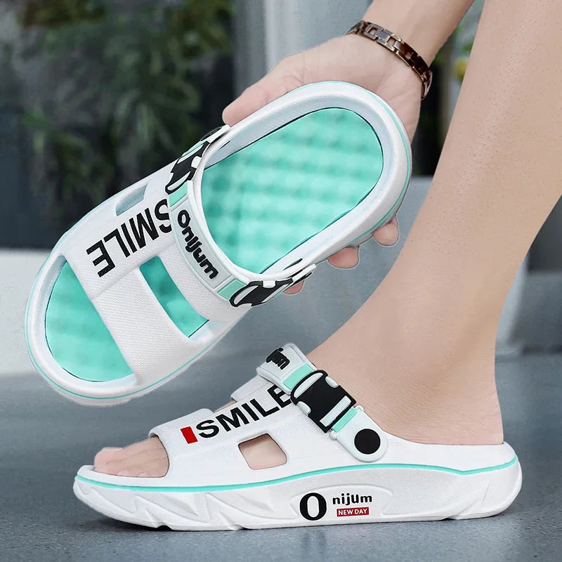 2025 nuevas zapatillas de masaje para hombres, sandalias para interiores y exteriores, zuecos deslizantes suaves y cómodos para la playa, zapatos casuales, Zapatillas de casa para hombres y mujeres