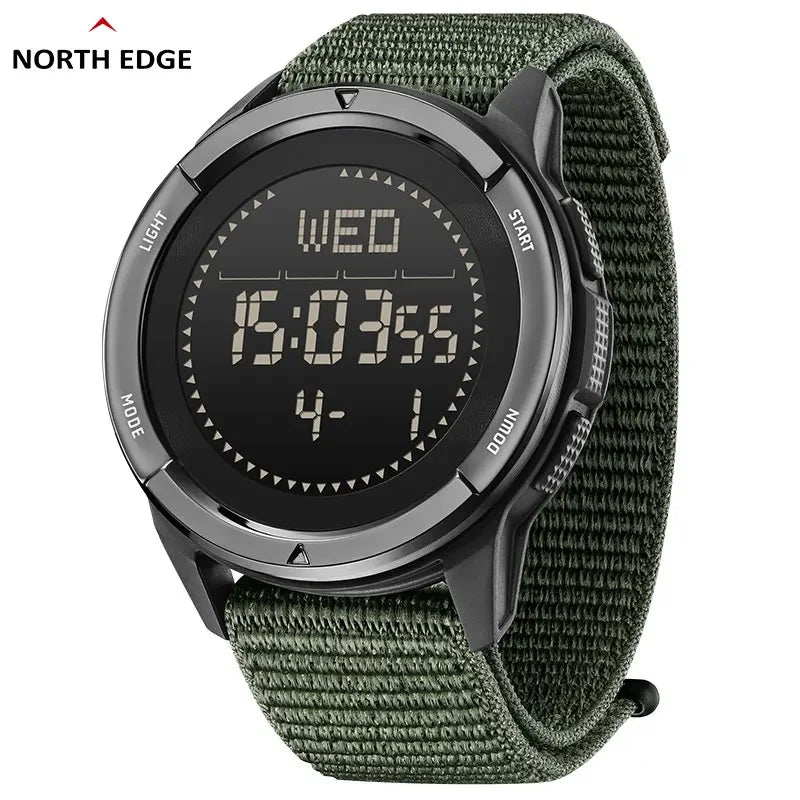NORTH EDGE ALPS Reloj digital de fibra de carbono para hombre Shock Militray Sports Super ligero Brújula para exteriores Relojes de pulsera impermeables de 50 M