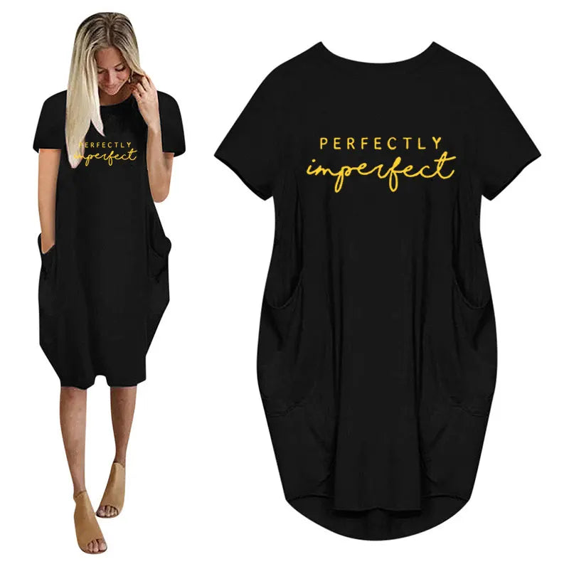 Vestido holgado de manga corta de verano para mujer, vestido de talla grande con bolsillo, estilo camiseta, Mini Vestidos informales sueltos de verano