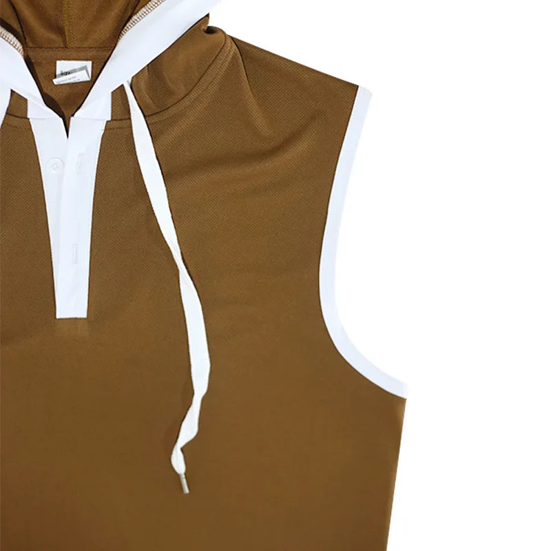 Nuevo Chaleco de verano para hombre, chaleco con capucha pesado, camiseta informal sin mangas a la moda