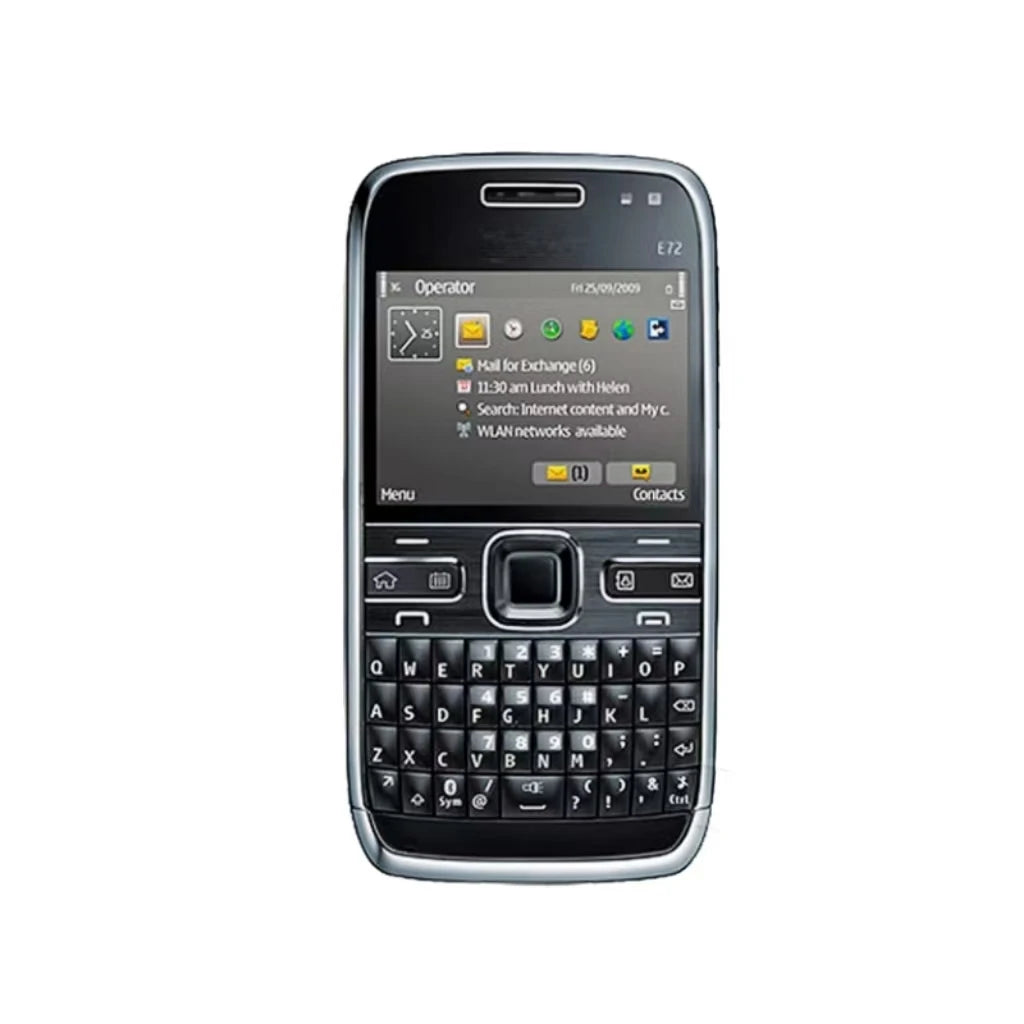 Teléfono móvil E72 desbloqueado fabricado en Finlandia, cámara GSM 2G 3G 5MP, resolución de pantalla 240x320, compatible con teléfono usado en varios idiomas