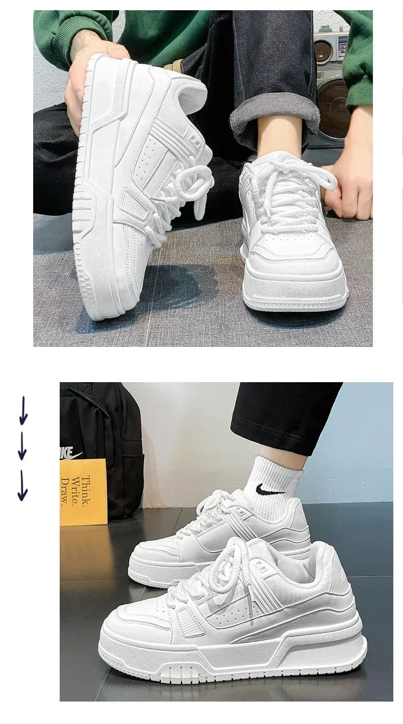 2025 nuevos zapatos de hombre tendencia de primavera todos los deportes ocio Color sólido zapatos bajos suelas gruesas aumentar la marea del pan zapatos