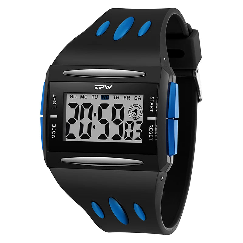 Reloj Digital de tendencia a la moda para niños jóvenes, nuevo reloj electrónico multifuncional luminoso resistente al agua con pantalla grande para hombres