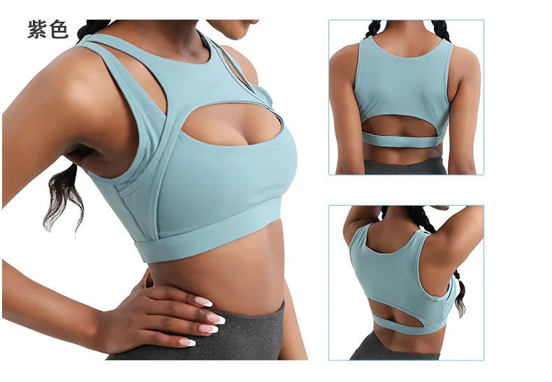 Ropa interior deportiva que absorbe los golpes para mujer, correr de alta intensidad, fitness, sujetador de yoga, sensación desnuda, sujetador de talla grande