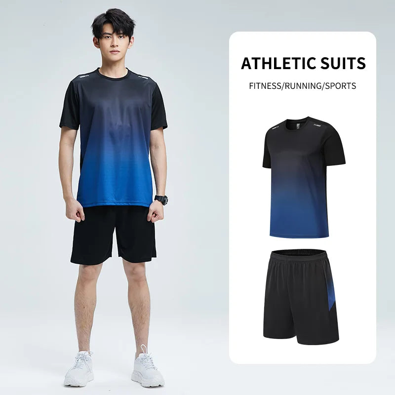 Ropa Deportiva de seda de hielo para hombre, Conjunto de camiseta de manga corta de secado rápido para verano, correr por la mañana, entrenamiento de baloncesto, Sh