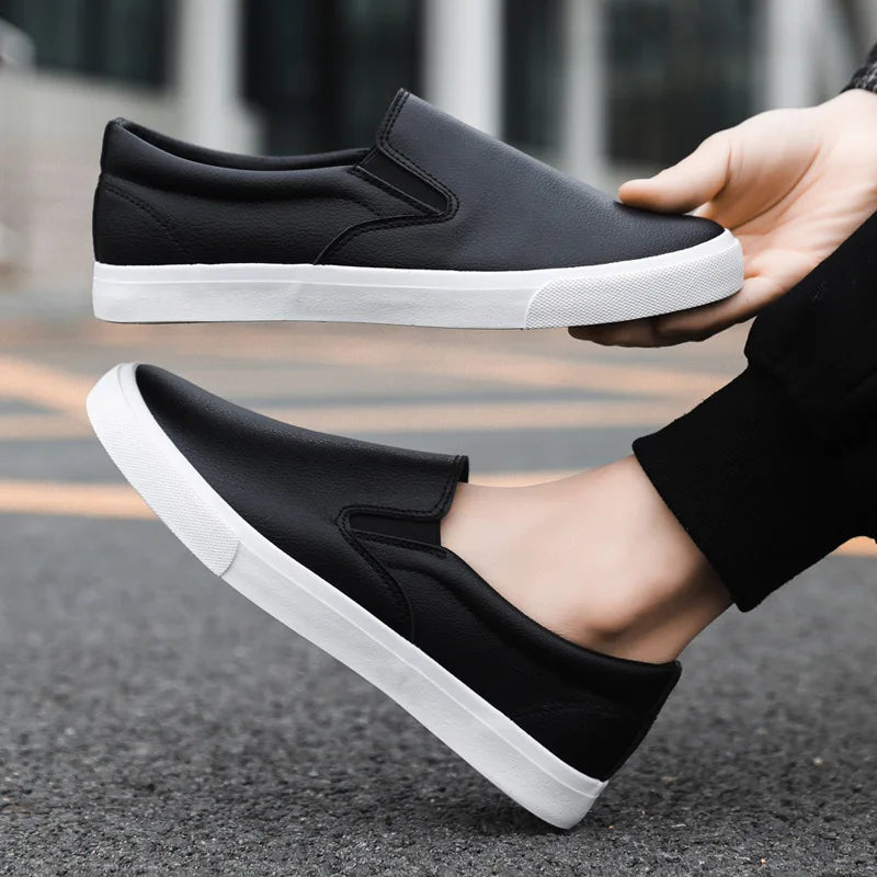 Zapatos Informales De Cuero Para Hombre, Calzado Plano Conciso, Mocasines Sin Cordones, 2 Colores, Moda De Primavera, Novedad