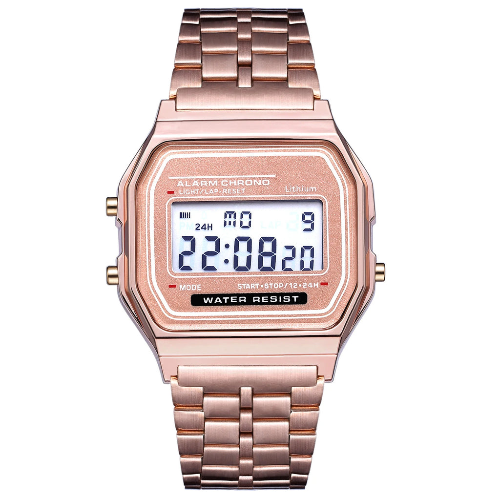 2025 relojes digitales para hombres, reloj de pulsera deportivo resistente al agua, reloj de pulsera LED electrónico dorado para mujeres, reloj informal para hombre