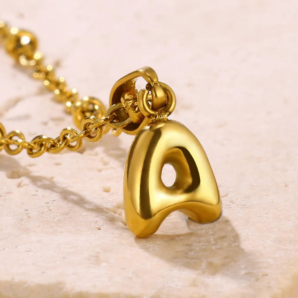 Mini Collares con letras bonitas de acero inoxidable para Mujer, accesorios de joyería minimalistas de Color dorado, Collares para Mujer Tendencia 2024
