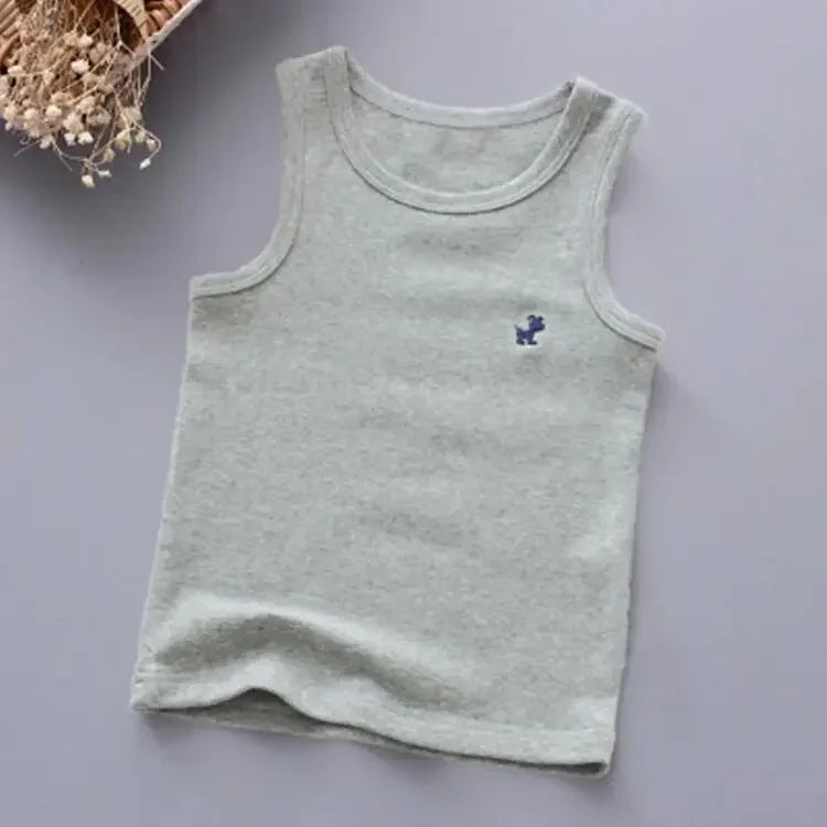 Camisetas de moda para niños y niñas, camiseta gráfica de Color caramelo para bebés, camisetas sin mangas, ropa de verano para niños