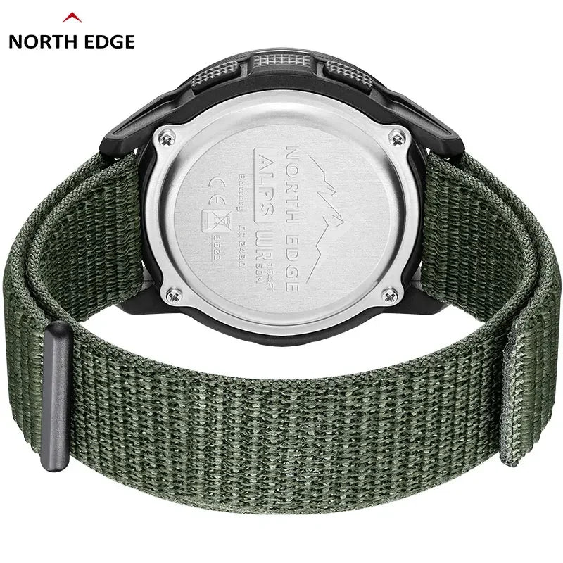 NORTH EDGE ALPS Reloj digital de fibra de carbono para hombre Shock Militray Sports Super ligero Brújula para exteriores Relojes de pulsera impermeables de 50 M